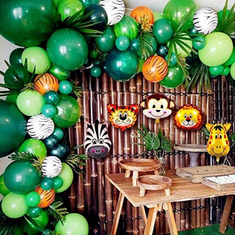 Palm Leaf Animal Balloons Garland Arch Kit Jungle