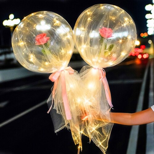 Led Balloons Rose Led Balloon Rose Bouquet