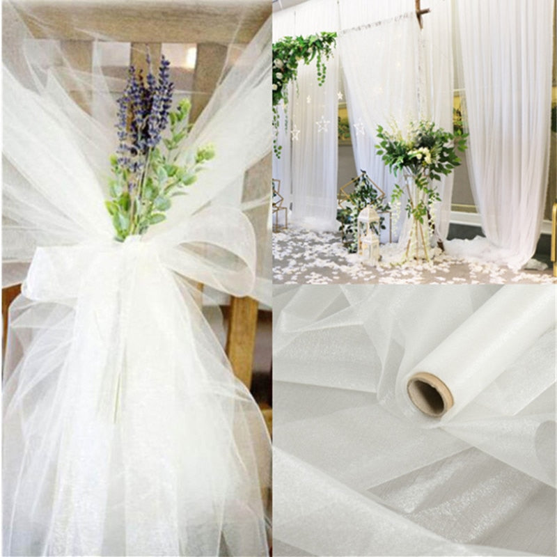 Sheer Crystal Organza Tulle Roll Fabric for Wedding