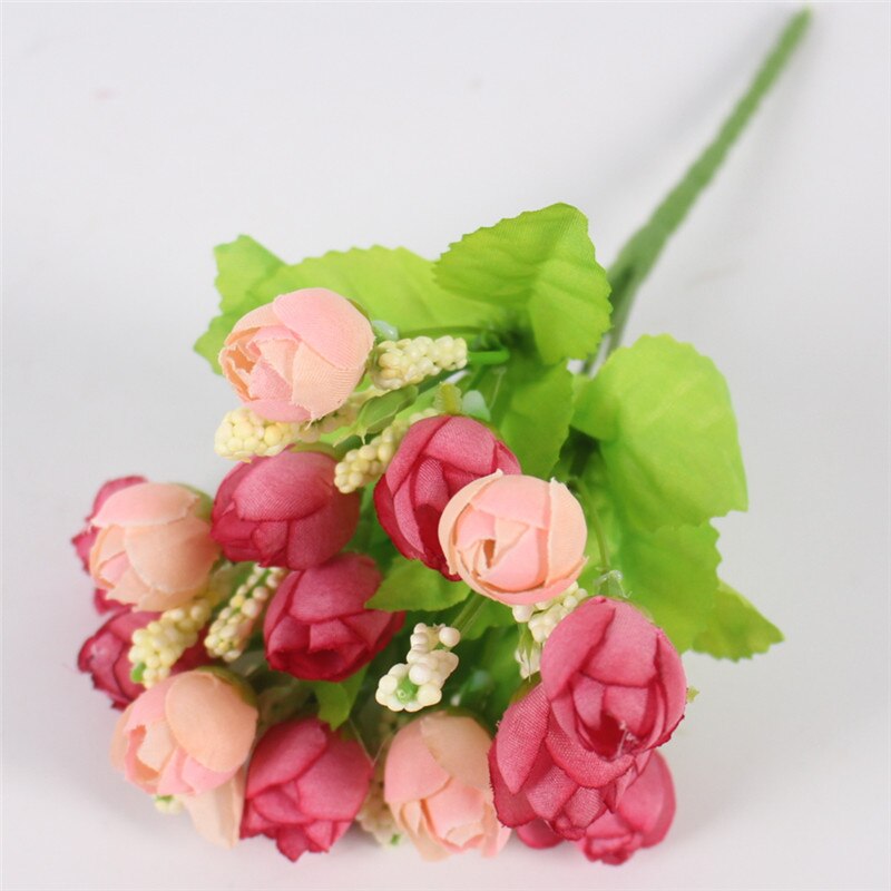 Bouquet Small Bud Roses Bract Silk Artificial Flower
