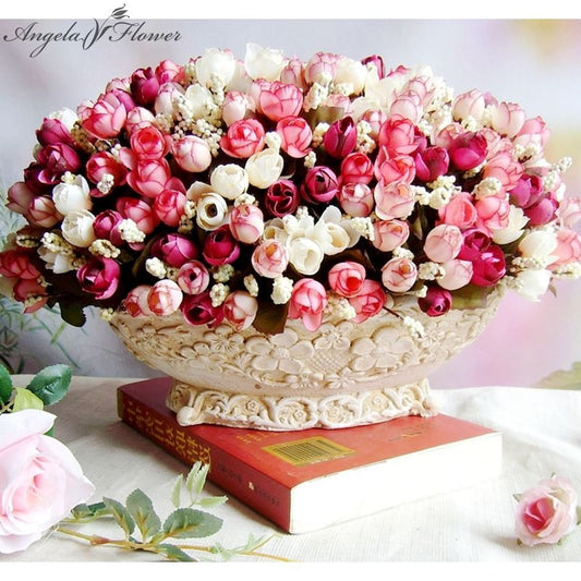 Bouquet Small Bud Roses Bract Silk Artificial Flower