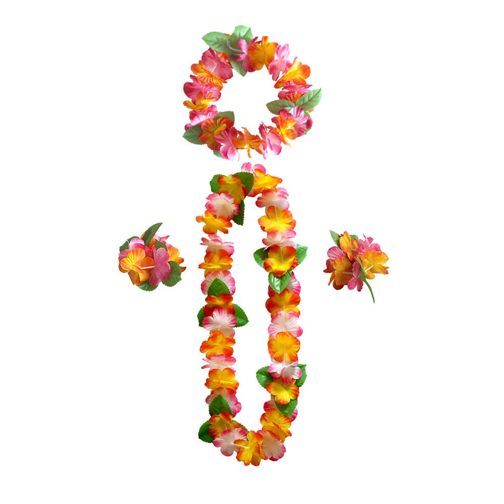 Hawaiian Flowers Necklace Headband Garland Decorations