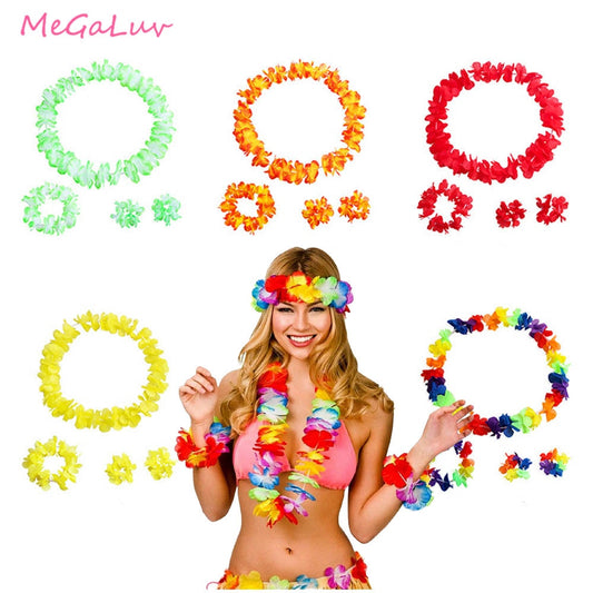 Hawaiian Flowers Necklace Headband Garland Decorations