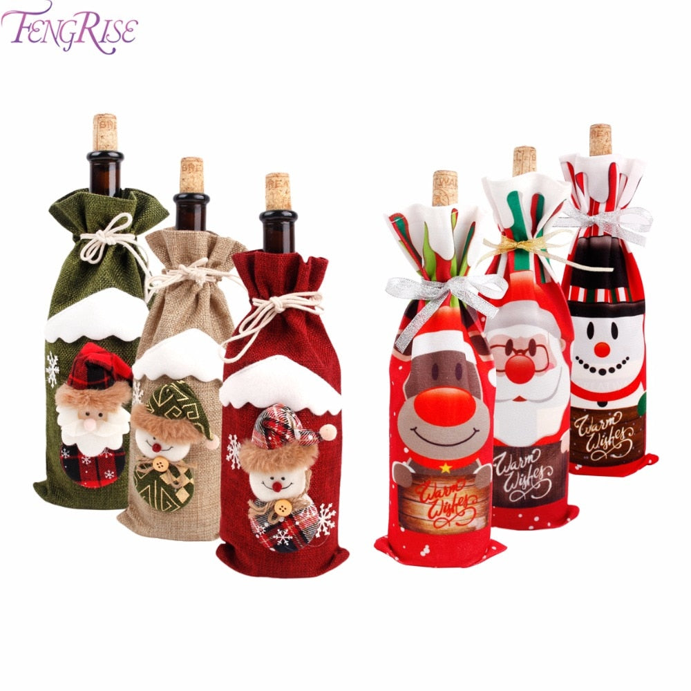 Christmas Santa Claus Wine Bottle Cover