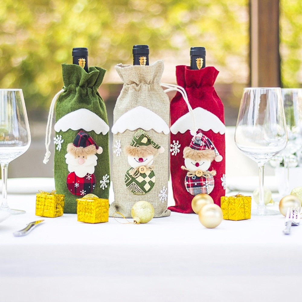 Christmas Santa Claus Wine Bottle Cover