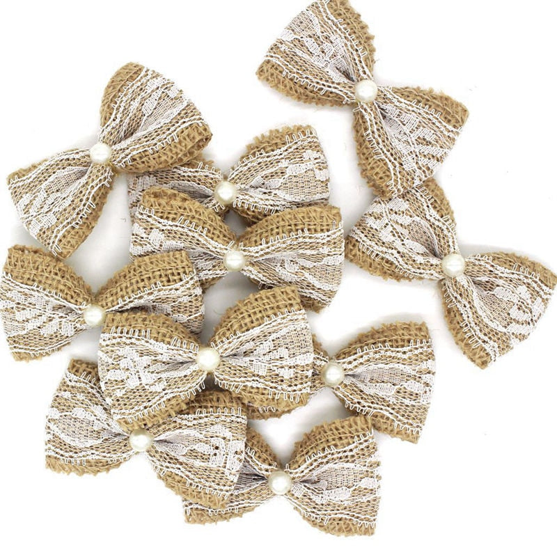 Vintage Natural Jute Burlap Hessian Bows