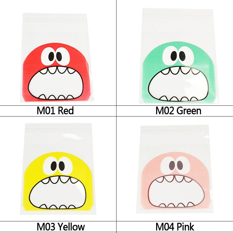 50/100pcs Cute Monster Sharp Teeth Plastic Bags