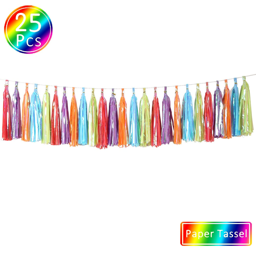 Iridescent DIY Tissue Paper Tassel Garlands Bachelorette