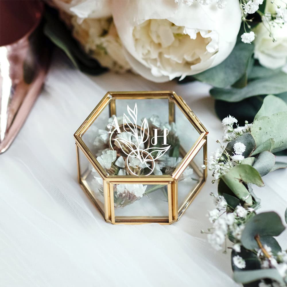 Custom Hexagonal Glass Ring Box Geometrical