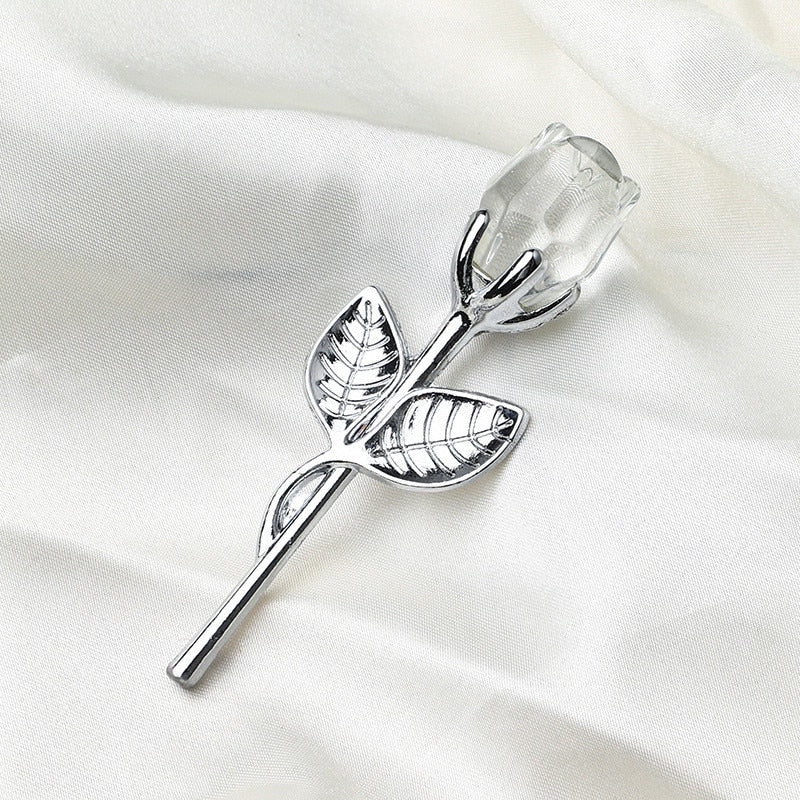 Valentines Day Gift Crystal Glass Rose Artificial Flower