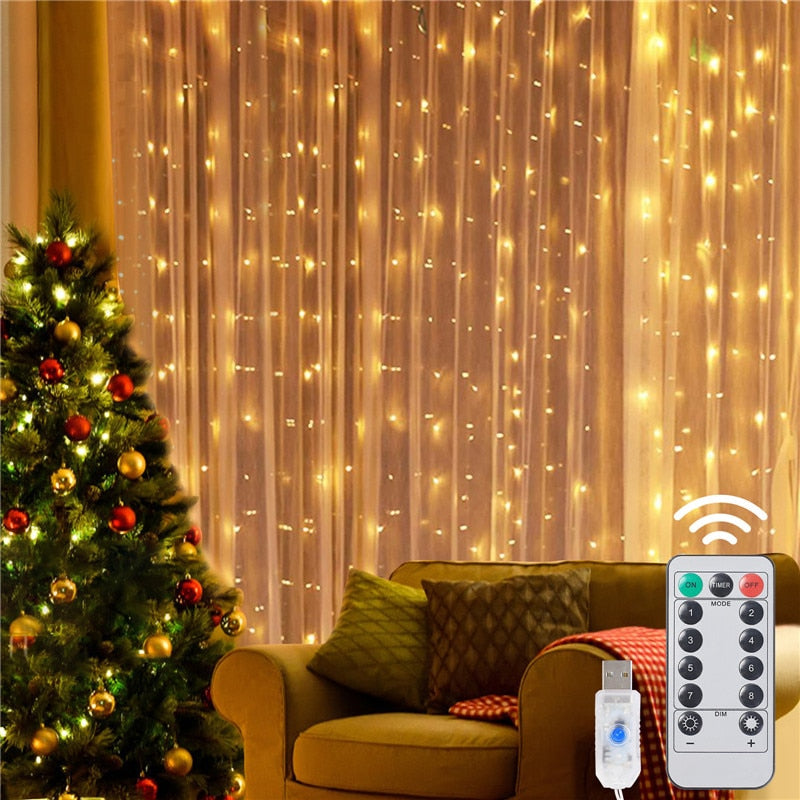 LED Curtain Fairy Lights Remote Control USB String Lights
