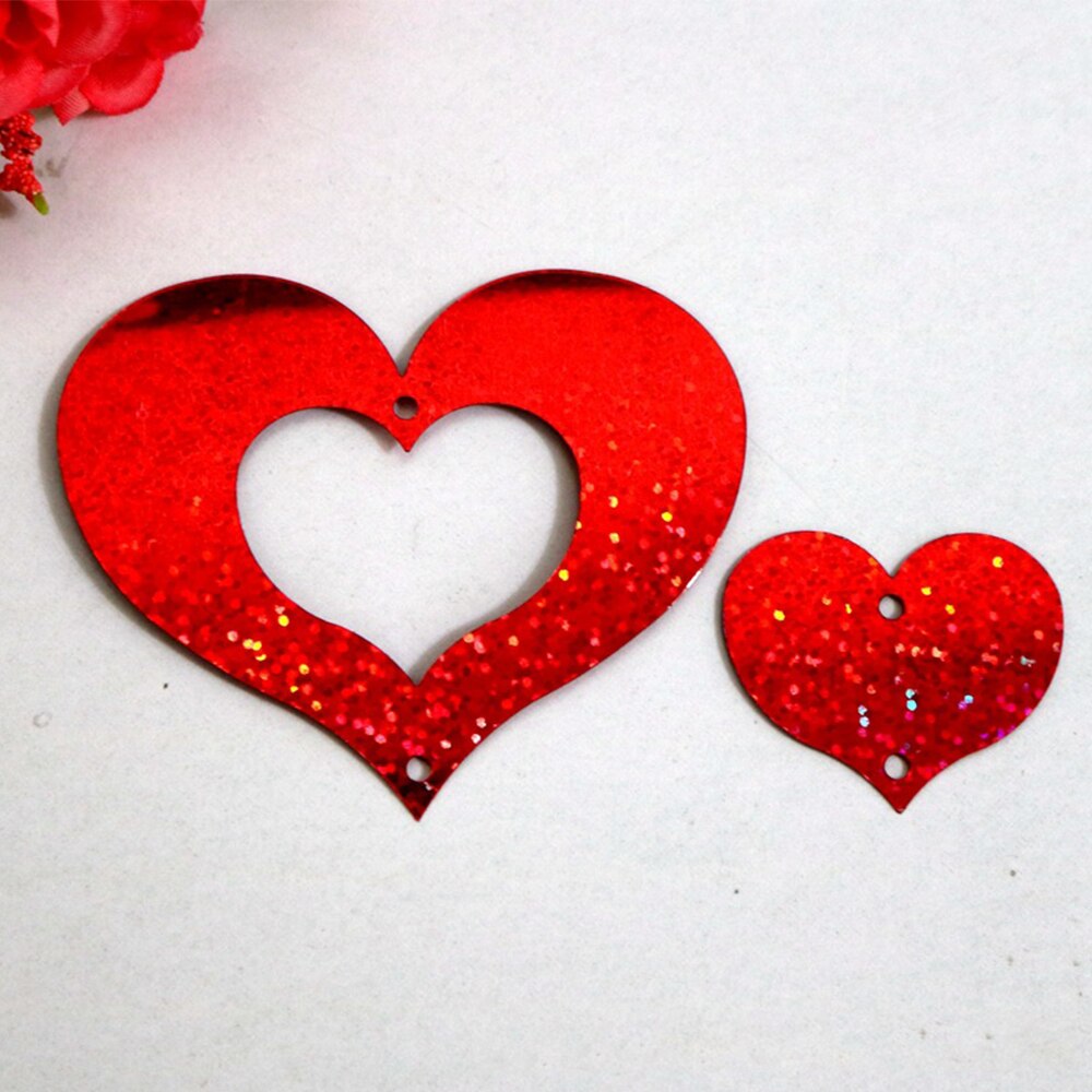 Red Heart Laser Sequins Balloons Foil Rain Tassel Hanging