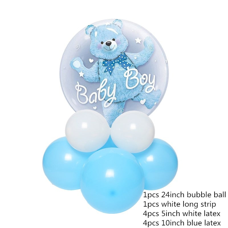 baby boy girl blue pink bubble bear aluminum foil