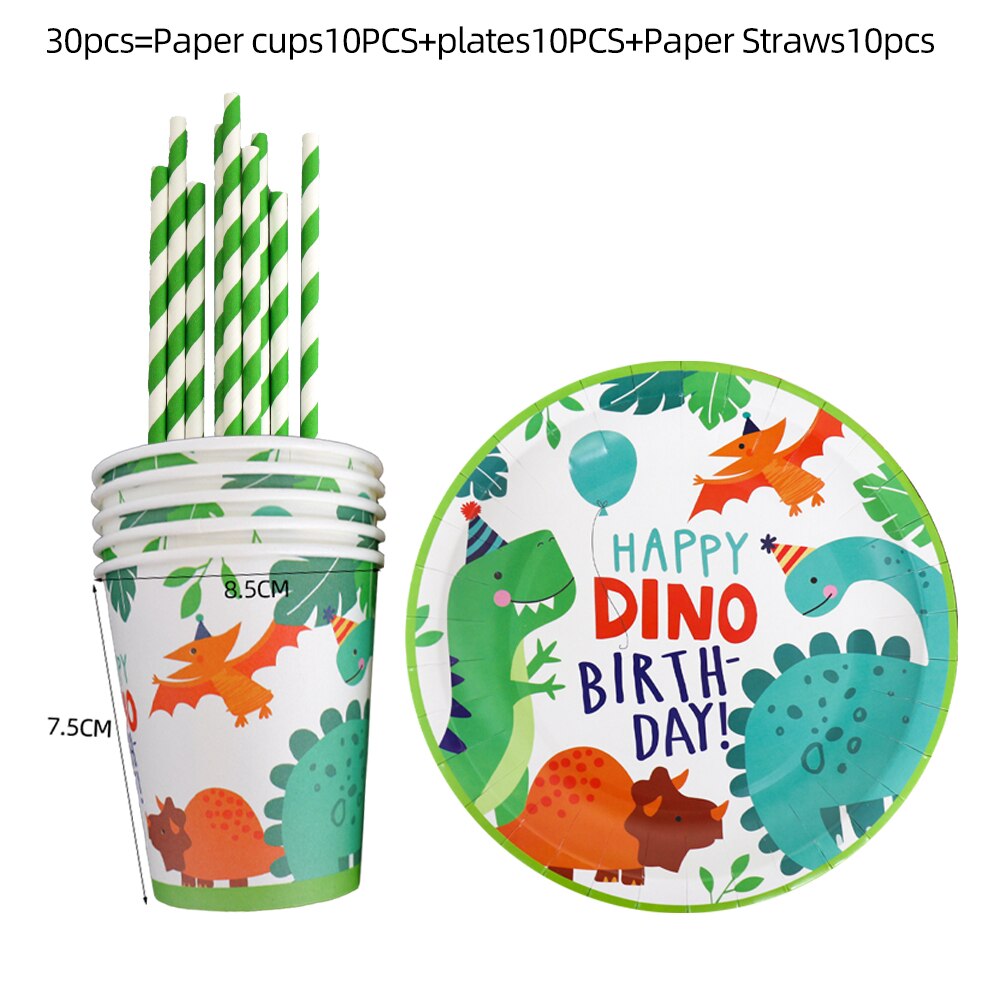 Dinosaur Disposable Tableware Set Green