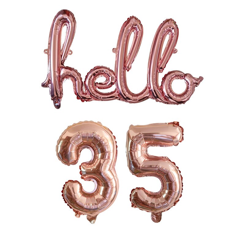 Rose Gold Hello 30 Baby Balloons number Balls Inflatable