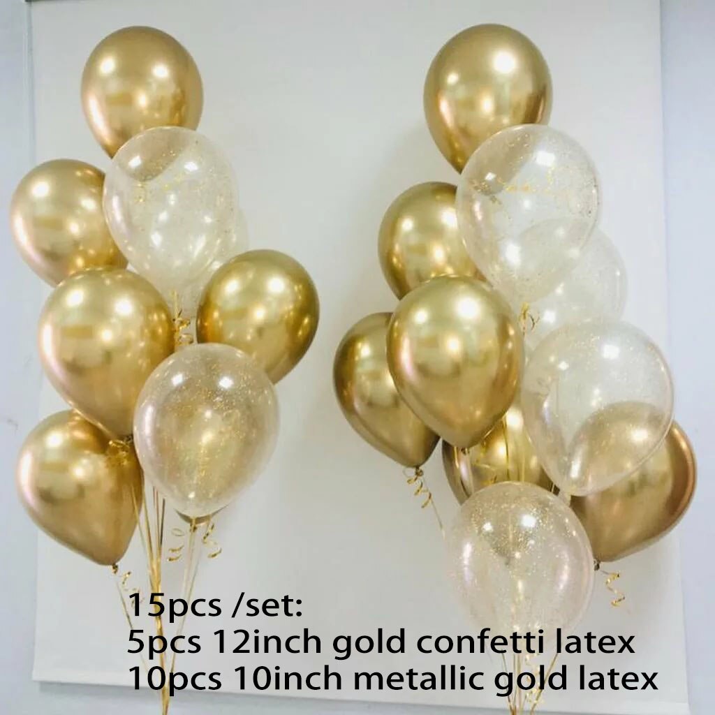 Metallic Gold Black Latex Balloon Valentine