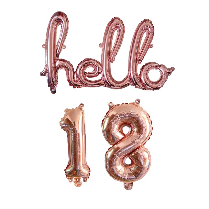 Rose Gold Hello 30 Baby Balloons number Balls Inflatable