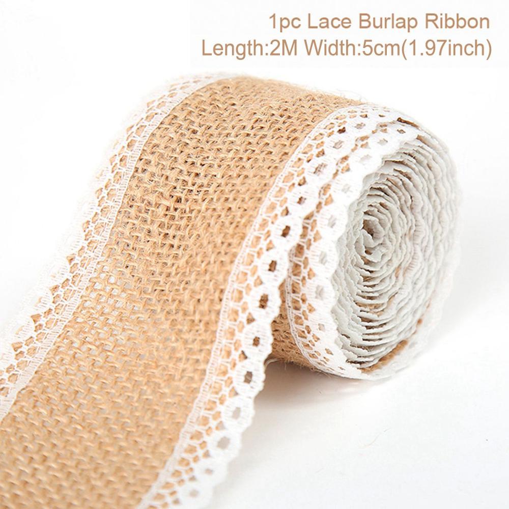 Jute Burlap Rolls Hessian Ribbon With White Lace