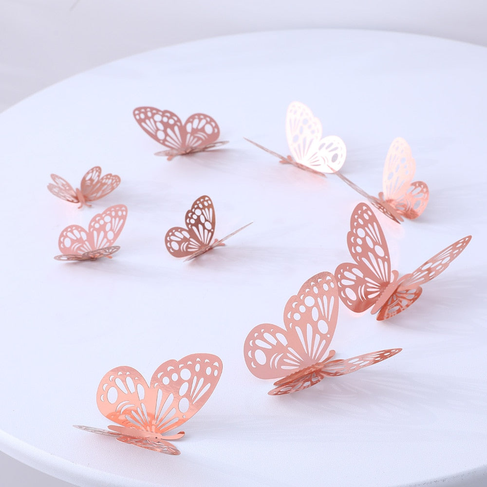 12Pcs 4D Hollow Butterfly Wall Wedding Decors