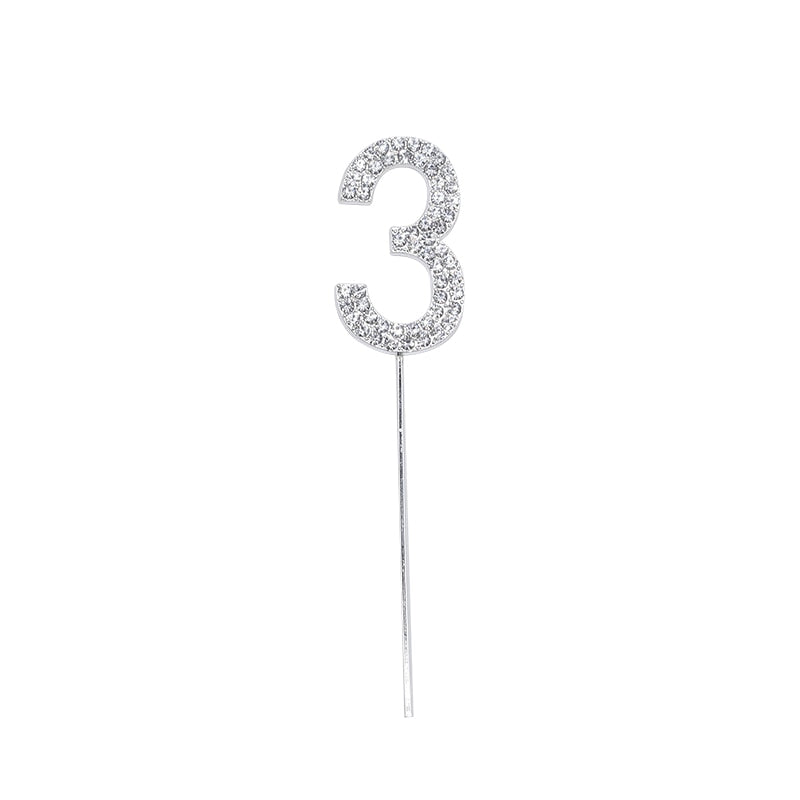 1Piece Glitter Alloy Rhinestone Number Toppers