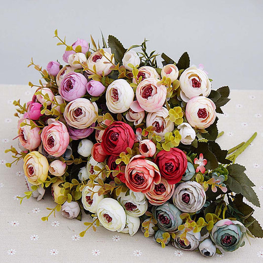 Bundle Silk Tea Roses Bride Bouquet for Christmas