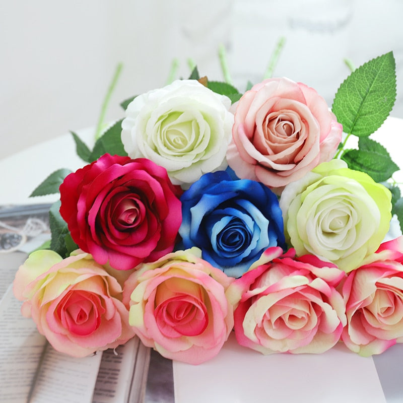 Beautiful Artificial Silk Roses Flowers Big Bouquet