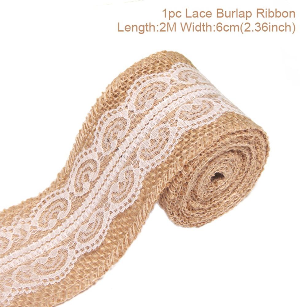 Jute Burlap Rolls Hessian Ribbon With White Lace