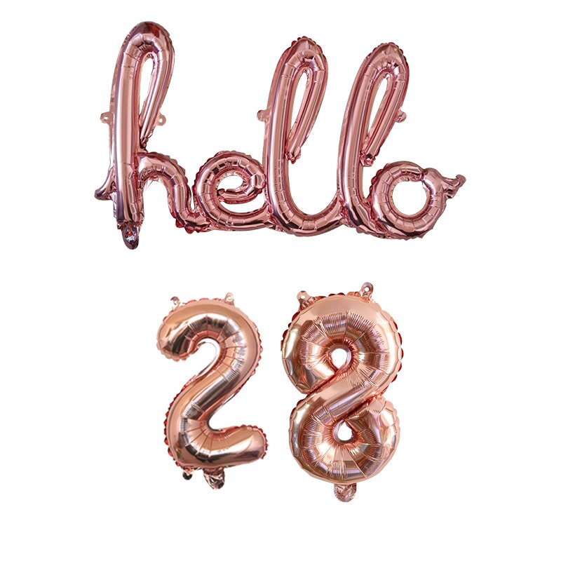 Rose Gold Hello 30 Baby Balloons number Balls Inflatable