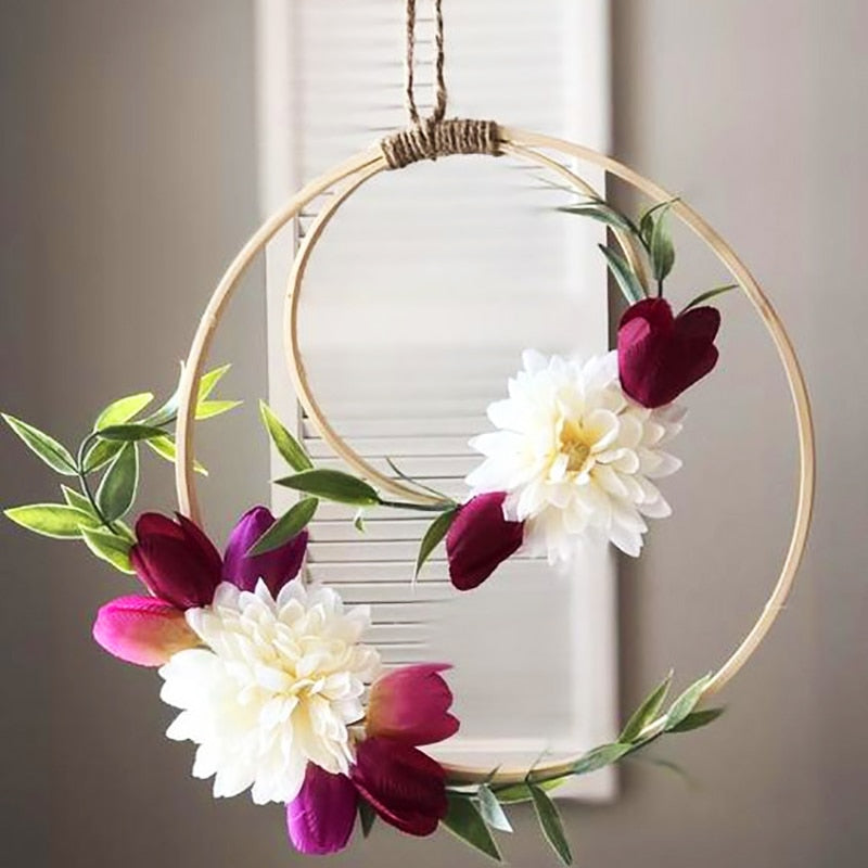 Wooden Ring Hoop Wreath Garland Floral