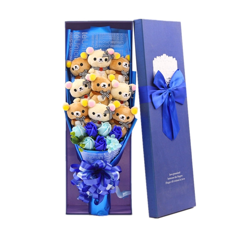 Cute Teddy Bear Stuffed Plush Toy Bouquet Gift Box