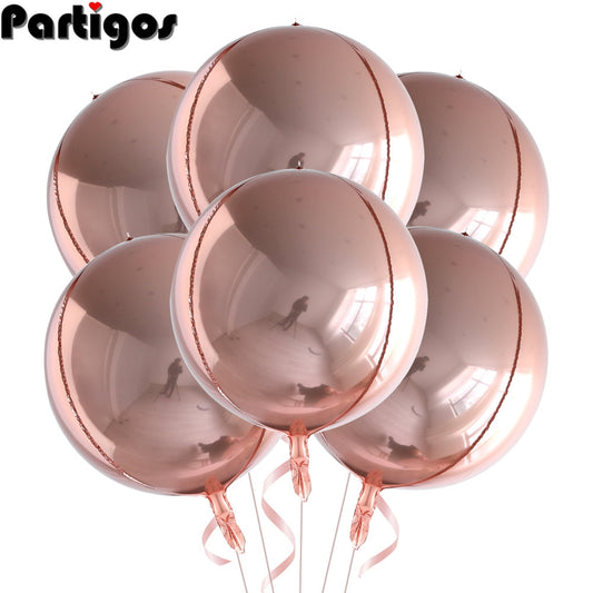 Gold Big 4D Balloons 360 Degree Round Metallic