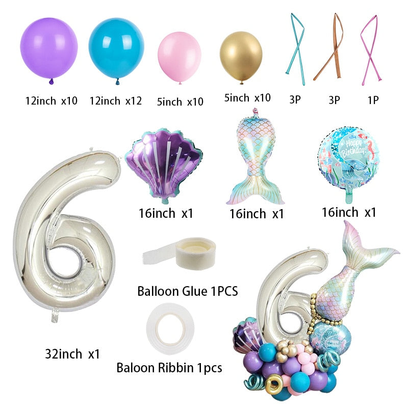 Little Mermaid Party Supplies Balloons Arch Set