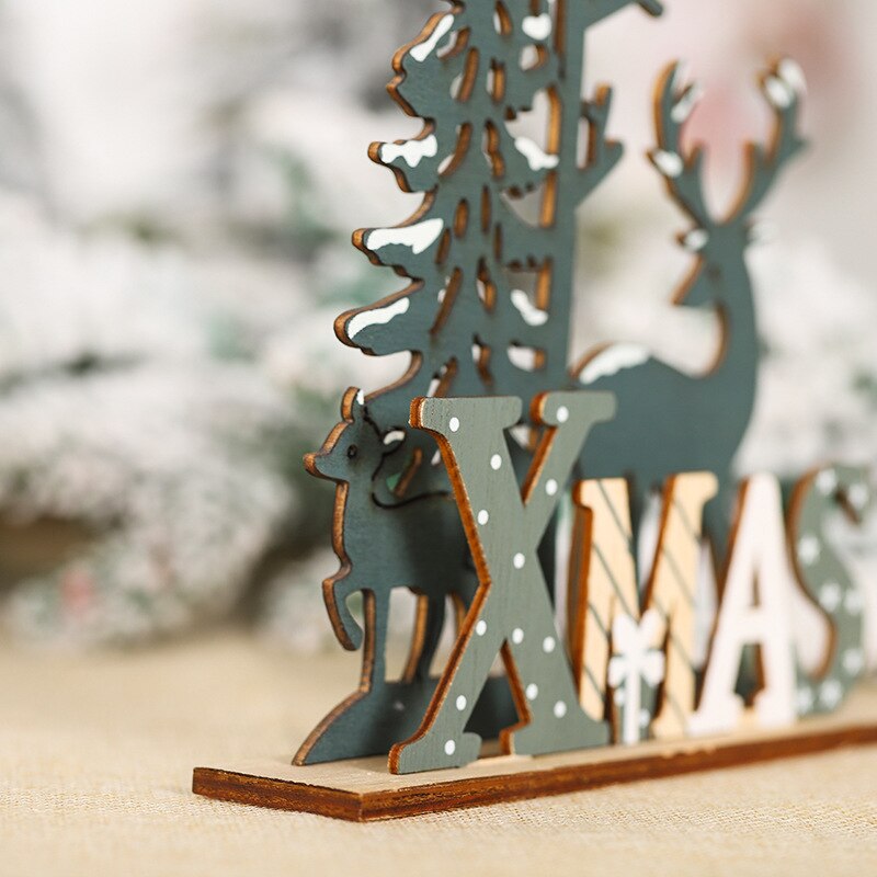 New Year Xmas Elk Wood Craft Christmas Tree