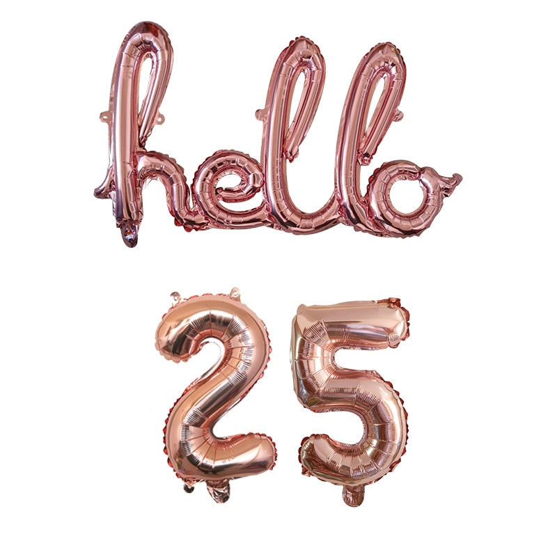 Rose Gold Hello 30 Baby Balloons number Balls Inflatable