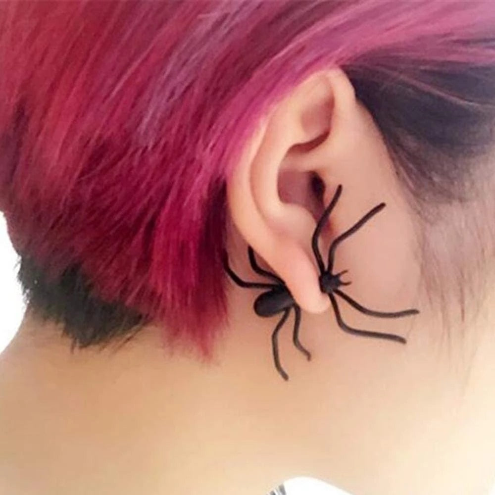 3D Creepy Black Spider Ear Stud Earrings