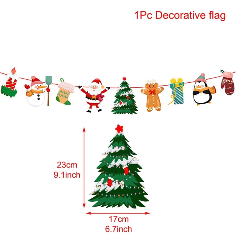 Christmas Banner Garland Merry Decoration