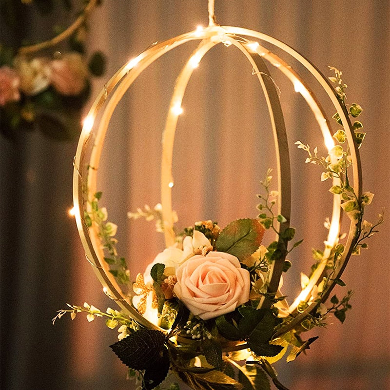 Wooden Ring Hoop Wreath Garland Floral