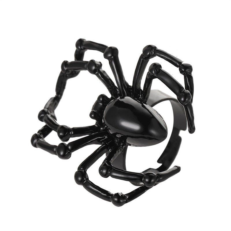 Creative Gothic Black Spider Animal Ring Funny Halloween
