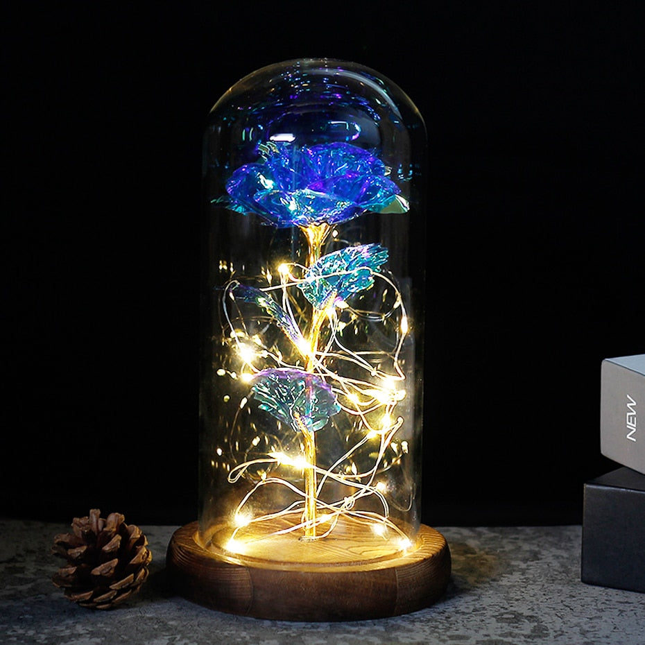Beauty And The Beast Rose Rose In LED Glass Dome