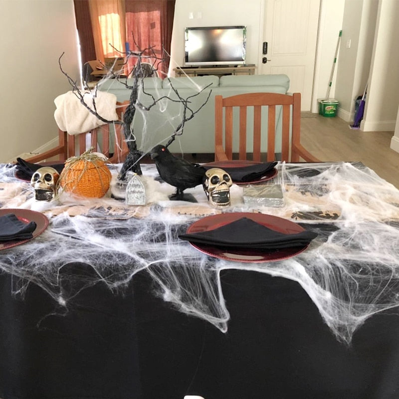 White Stretchy Cobweb Artificial Spider Web Halloween