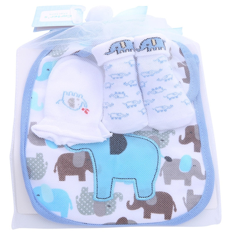 1 bag Baby Cotton Bibs Towel Socks Sets
