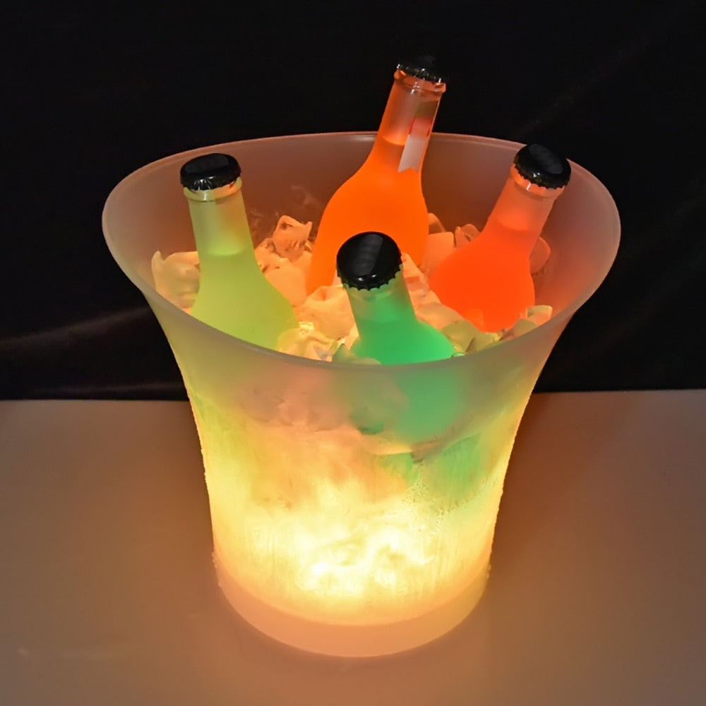 6 Colors LED Ice Bucket Light Up Champagne Beer Bucket Holder Bars