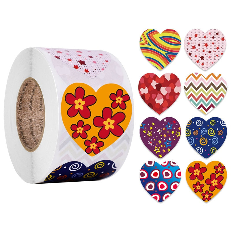 Heart Shape Labels Valentine Day Paper Sticker
