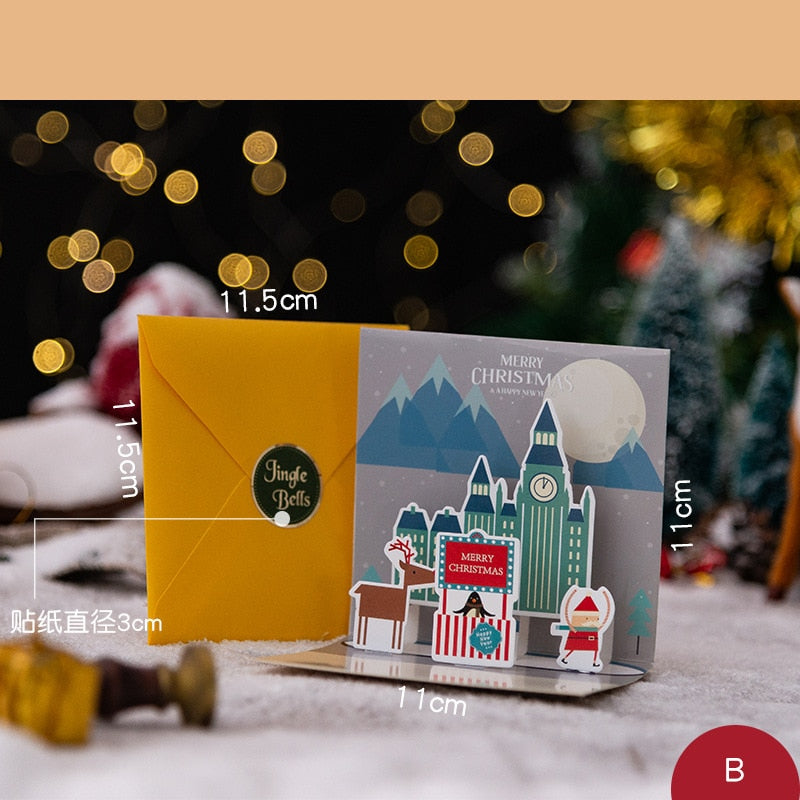 Christmas Card 3D Pop UP Marry Christmas Greeting Cards Party Invitations
