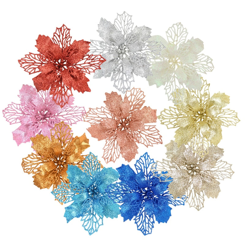 Glitter Artificial Poinsettia Flower