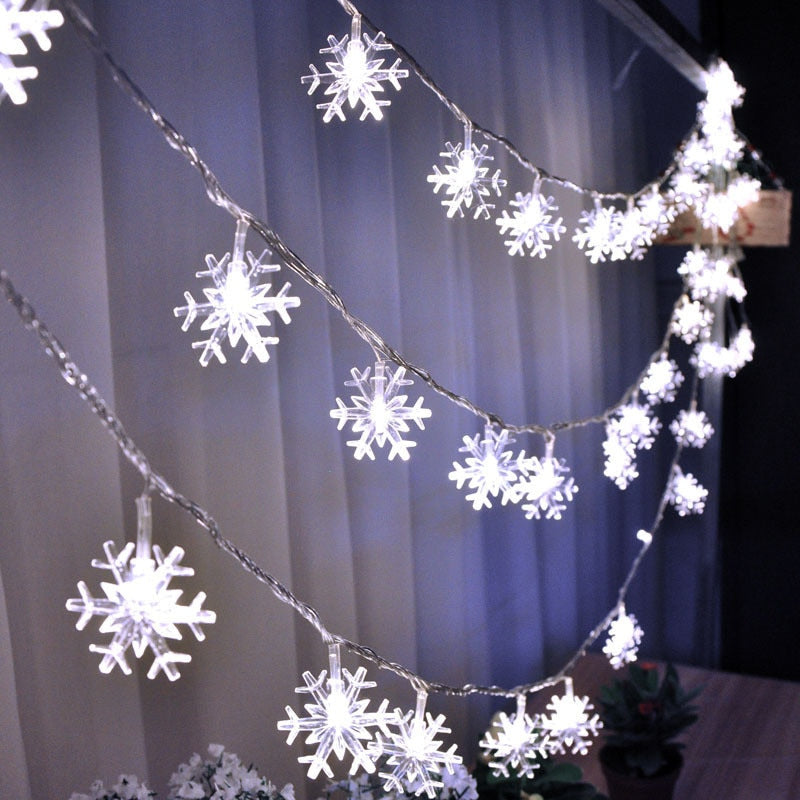 LED Garland Holiday Snowflakes String Fairy Light