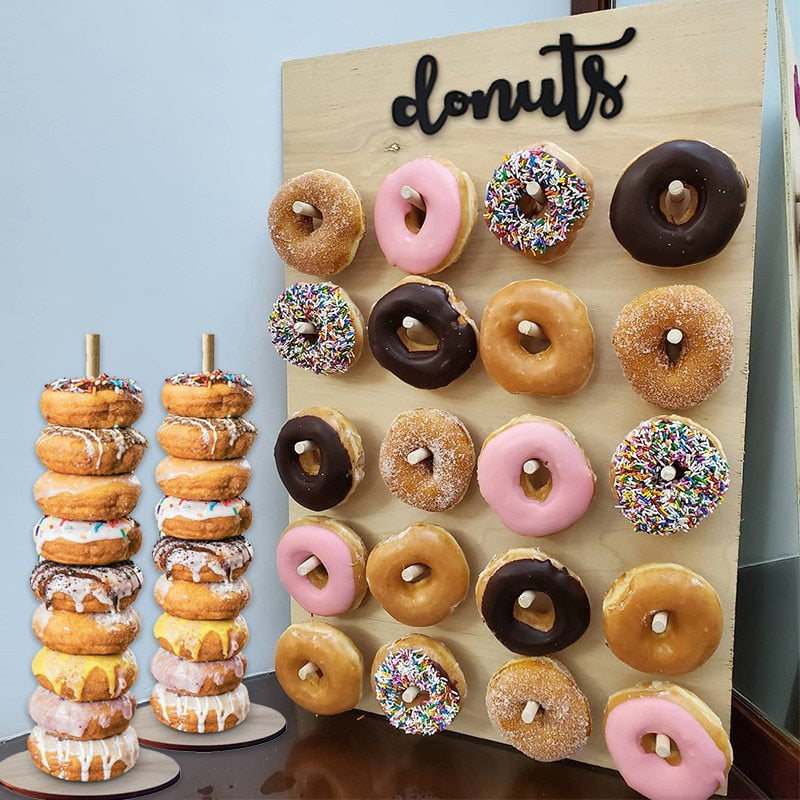 Wooden Donut Wall Rustic Wedding Decoration Table