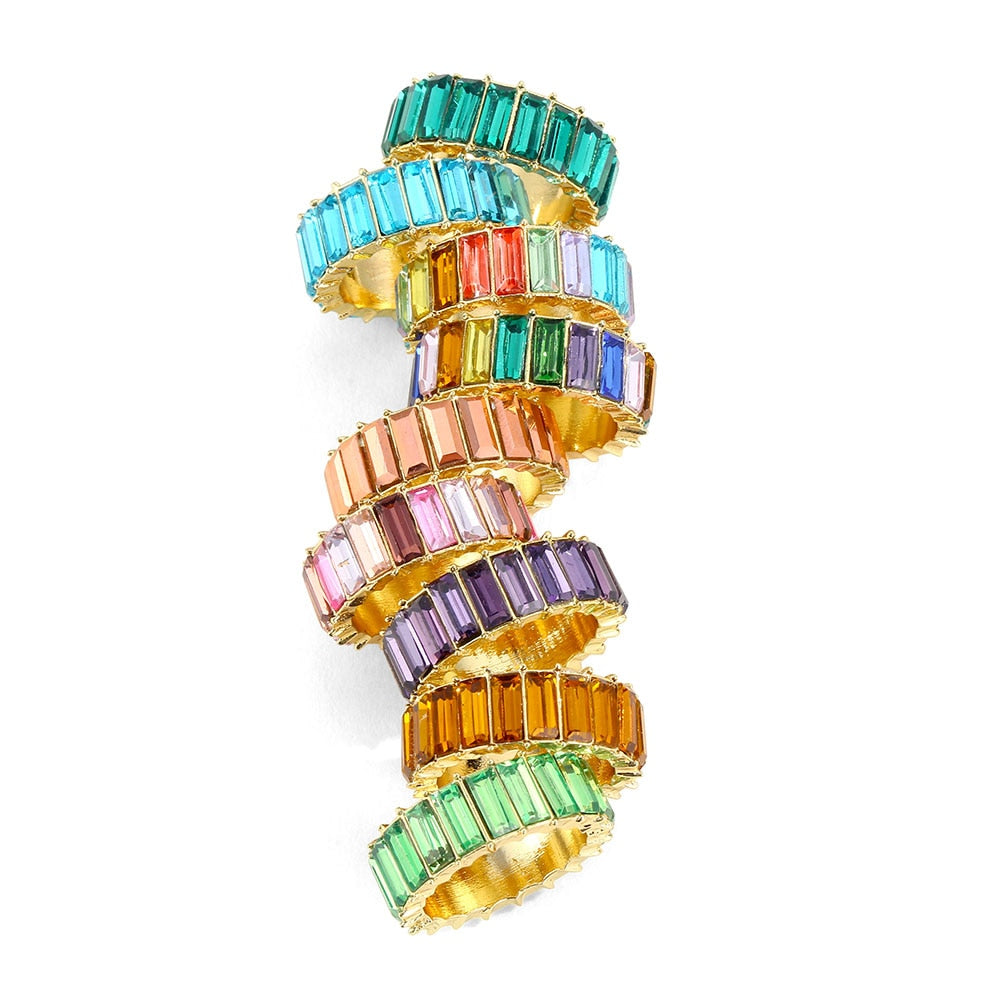 Crystal Ring For Women Light Luxury Multicolor Fashion Ring Party