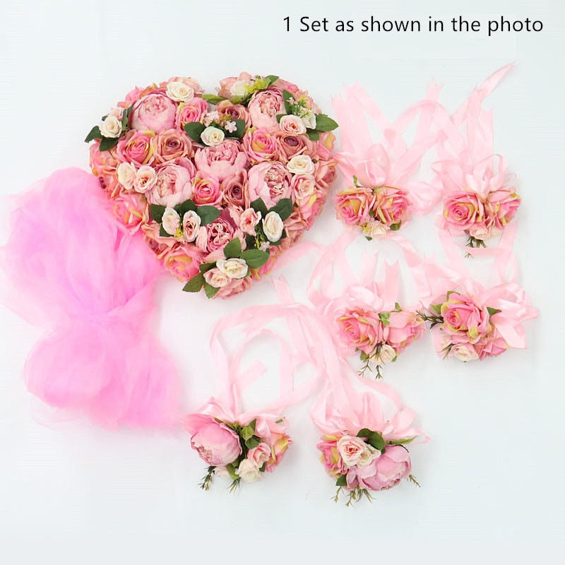 Artificial Flower Wedding Car Decor Kit Silk Fake Rose