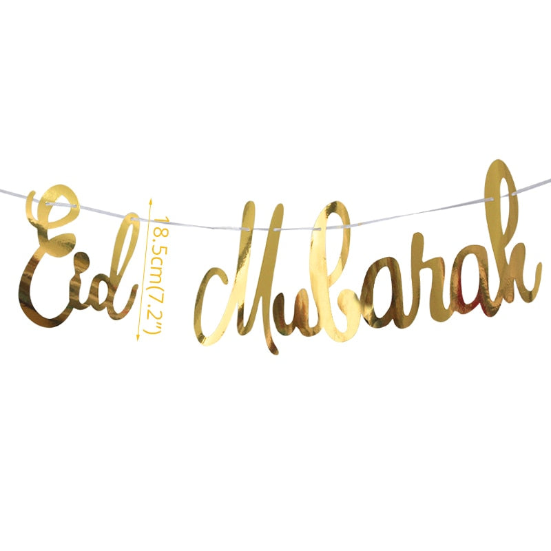 Eid Mubarak Banner Bunting Balloons  Decoration